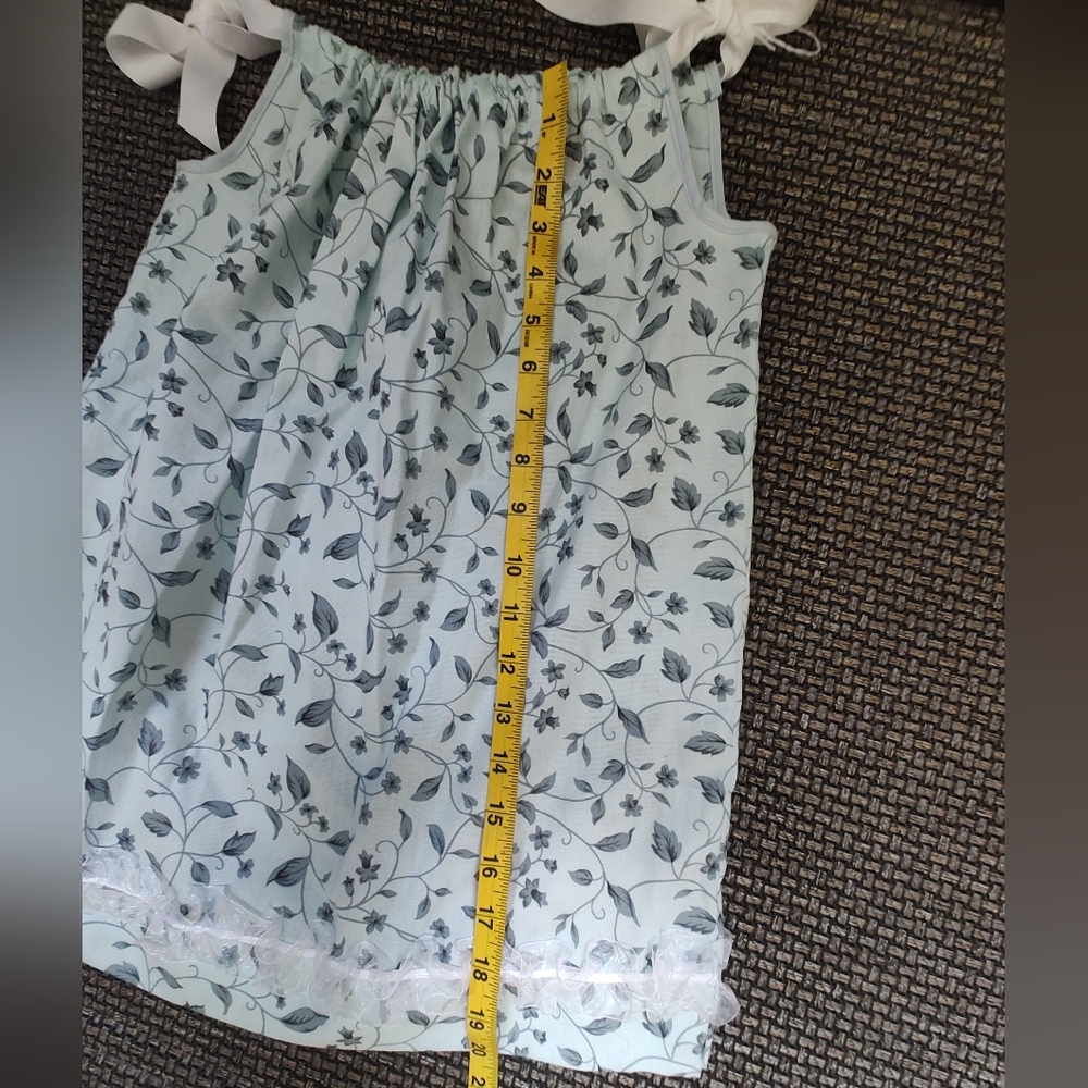 Handmade Toddler Floral Print Pillowcase Dress with Ribbon Straps And Ruffle - Picture 8 of 8